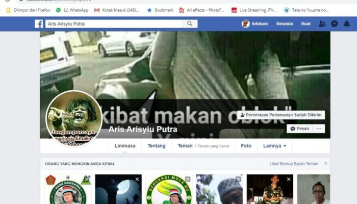 akun fb atas nama Aris Arisyiu Putra telah  Menghina Ansor Banser dengan kata-kata kotor